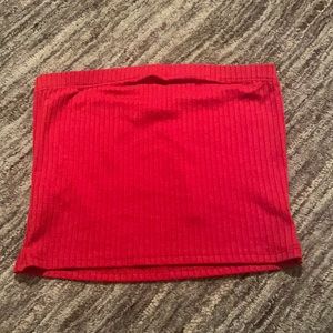 Red ribbed tube top